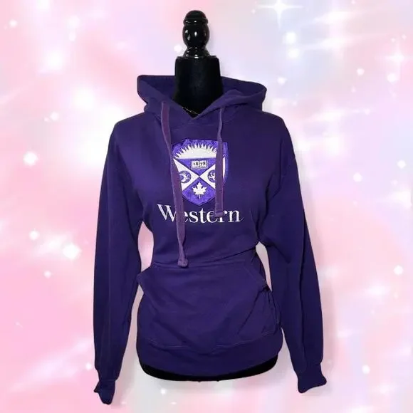Y2K 2000s Western University Pullover Hoodie - Picture 1 of 4